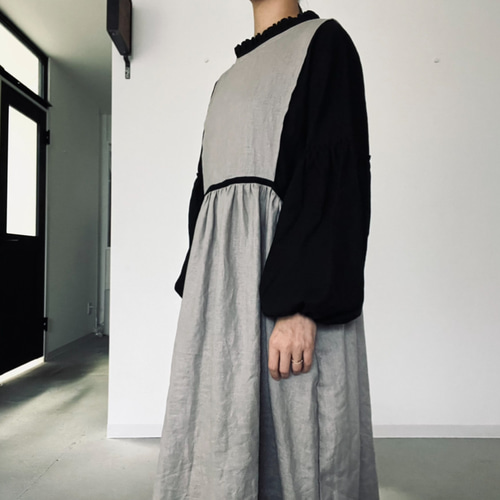 たっぷりギャザー⚮̈エプロンワンピース⚮̈リネン100%⚮̈8色から