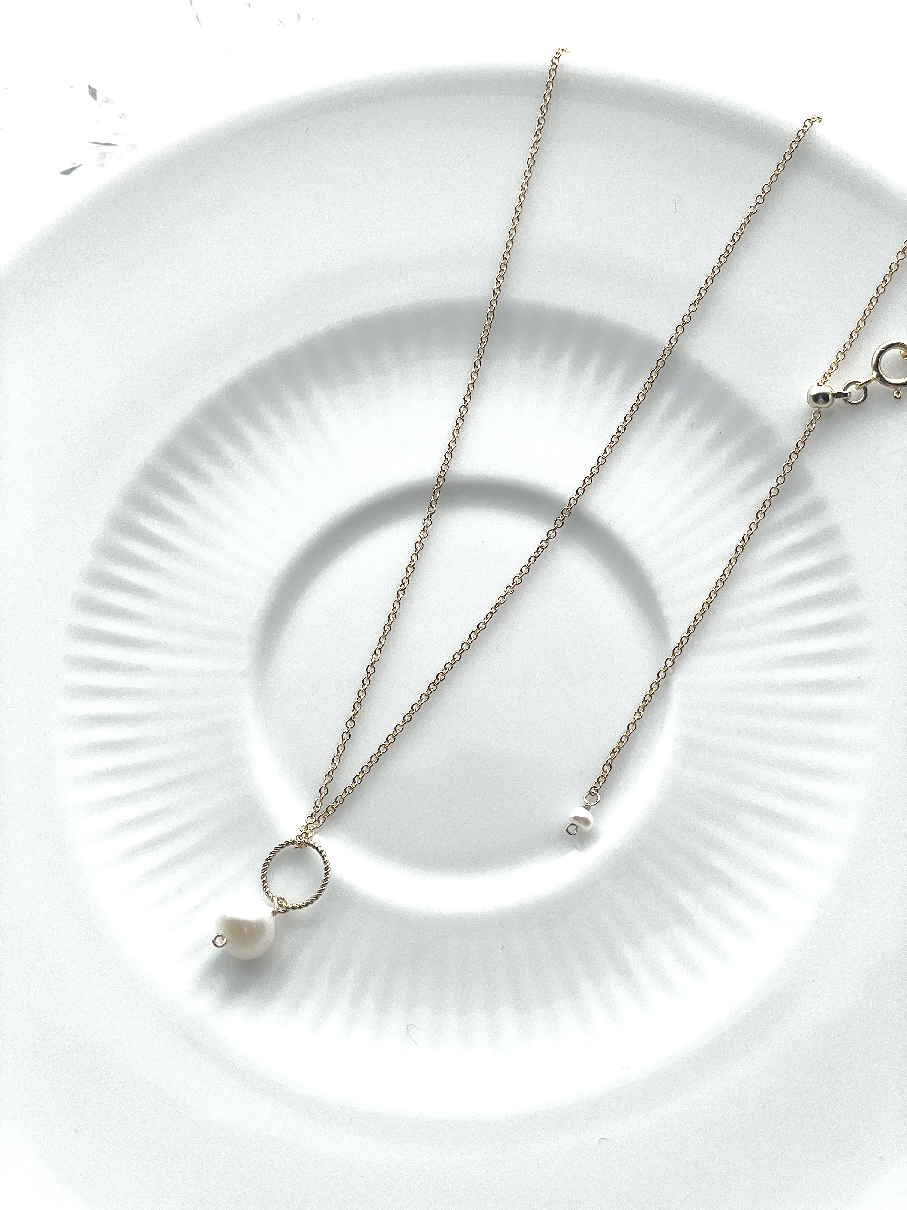 ネックレス　パール　6月誕生石　セット　シンプル　シック　カジュアル　天然石　14ｋｇｆ