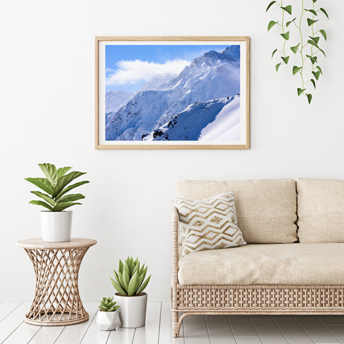 白馬五竜岳 冬景色 インテリアアートポスター IVYL-046 雪 山岳 信州