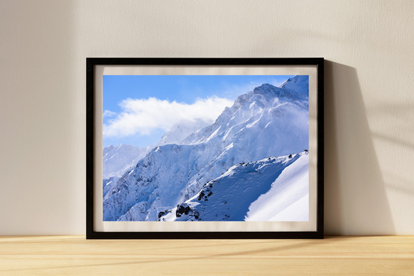 白馬五竜岳 冬景色 インテリアアートポスター IVYL-046 雪 山岳 信州