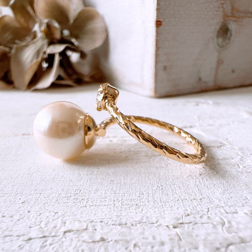 パールエレガントリング】約11号 (艶ありパール10mm) 指輪・リング