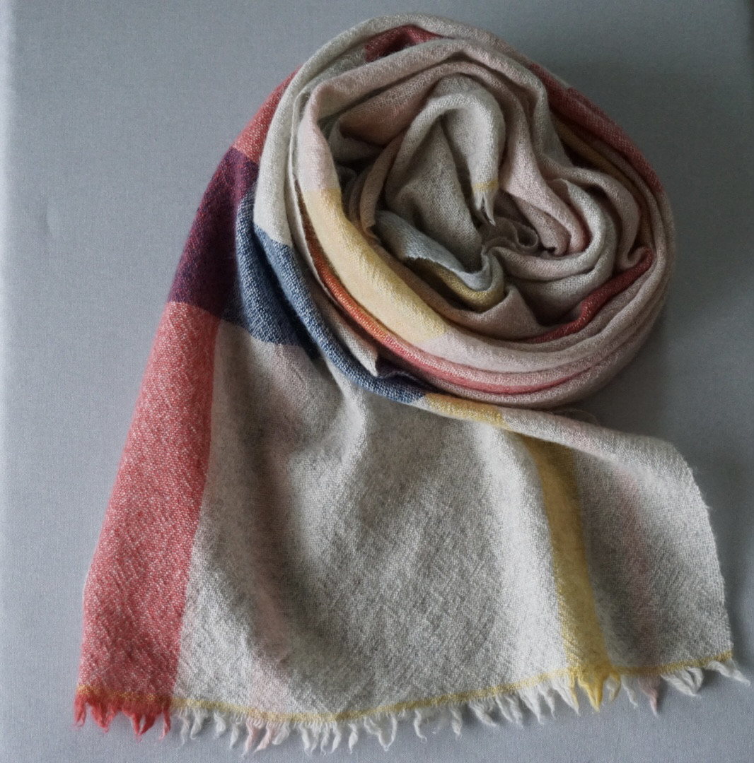 手織り　マフラー　カシミヤ　AWM-012
