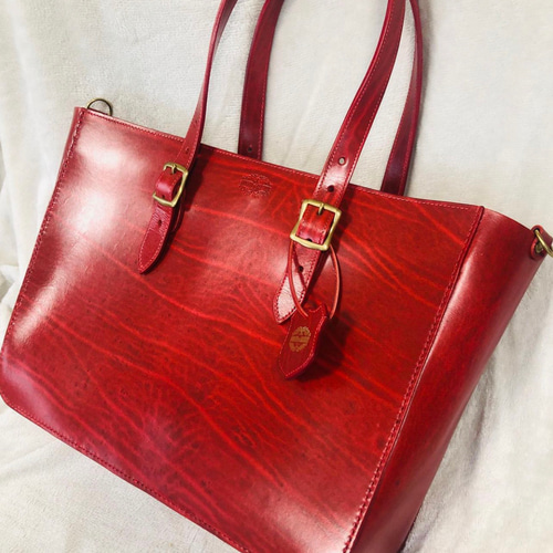 LANZETTI☆本革×本物ガゼルファーのショルダートートバッグ☆未
