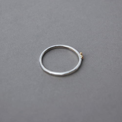 SV925×K18 シルバーと18金 桜 ハート クラフト リング 指輪・リング