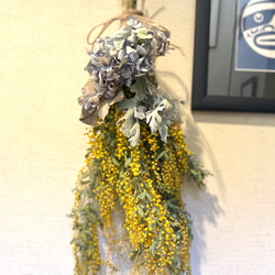 春の香りのミモザ(ドライ)と、秋色紫陽花のスワッグ 4枚目の画像