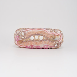 珠繡眼鏡盒 硬盒 雙面繡 粉紅緞面 第4張的照片