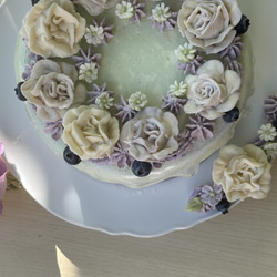 花のケーキ　レアチーズケーキ　デコレーション15cm 2枚目の画像