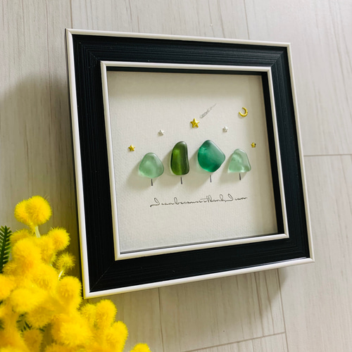 シーグラスアート 海の宝石 星 月 星に願いを インテリア雑貨 壁掛け 置物 シーグラスアート 海の宝石 星 月 星に願いを インテリア雑貨