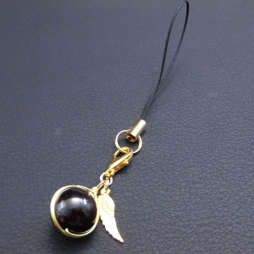 1月誕生石】ワイヤーラッピング12mmガーネット×羽根のシンプル