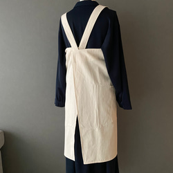 かぶるだけワイドエプロン【きなり】肩掛けタイプ／シワが目立たない　Japanese　Apron バッククロス　 17枚目の画像