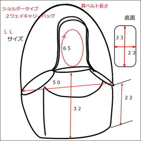 受注制作　ＬＬサイズ　肩ベルト１００センチ　小型犬用スリング　ショルダー兼用２ウェイ　紀州帆布キャリーバッグ　ネイビー 2枚目の画像