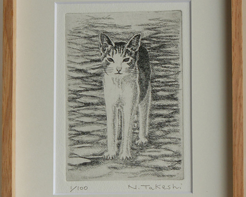 額付き銅版画応用絵画　title「とび猫」開運　寅年バージョン 猫・2024/銅版画(額あり） 版画 Atelie Gray 通販 17346666