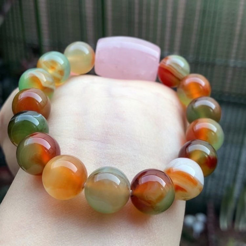 天然石 メノウブレスレット ブレスレット グリーン孔雀瑪瑙