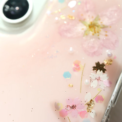 ❁⃘数量限定❁⃘桜ピンク❀スマホグリップ付き 押し花スマホケース  全機種 クリア iPhone15 8枚目の画像