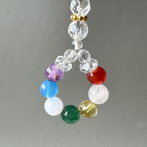 795 レッドアゲート×ローズクォーツ　天然石　お守り　チャーム　ストラップ 恋愛運ストラップ ｜天然石通販の4976堂