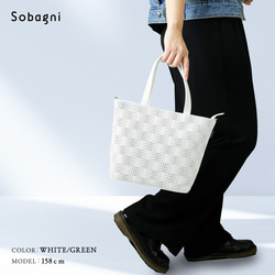 ★エシカルレザーSobagni（ソバニ）★おしゃれなミニトートのTRICK TOTE★ホワイト×ホワイト 17枚目の画像