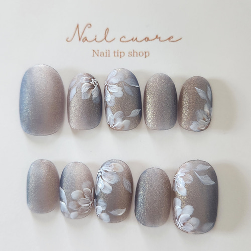 クラシック フラワーネイルチップ(計測用チップ込み) ブライダル 結婚  