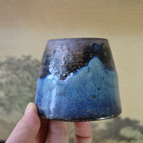 新着！】ミニ植木鉢(コスモブルー) 盆栽 サボテン鉢 ☆萩焼 ギフト