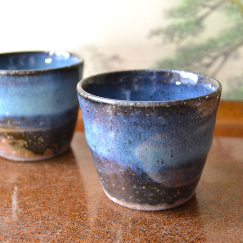 新着！】ミニ植木鉢(コスモブルー) 盆栽 サボテン鉢 ☆萩焼 ギフト