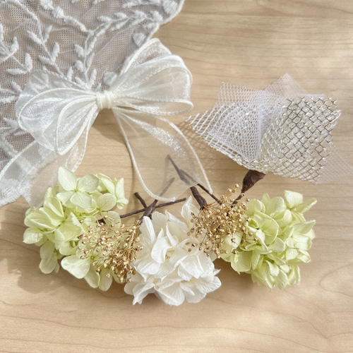 オーガンジーリボン【あじさいカラーが選べる】プリザーブドフラワーの