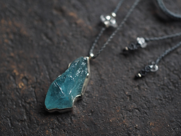 aquamarine silver necklace (ukou) 3枚目の画像