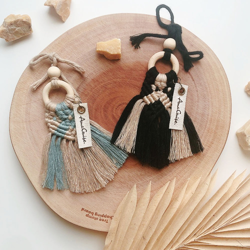 車用マクラメ編みルームミラーアクセサリー（全5色） その他インテリア