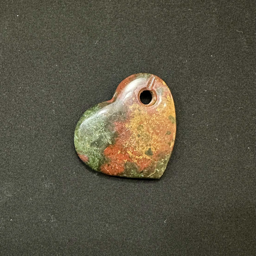 激レア 日本銘石蘭溪三色錦石ハート ネックレス・ペンダント ケン  