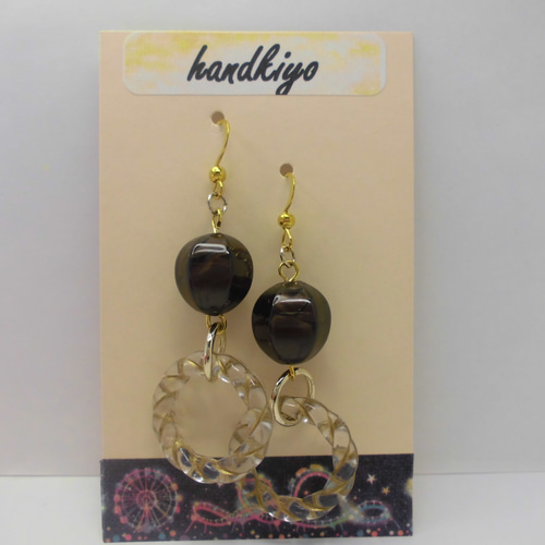 ○1145-ブラックレトロピアス○ ピアス（フック・チェーン） handkiyo 