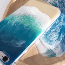 iPhone15 14 13 ケース レジンオーシャンアート シェル スマホケース 海波アート Andriod全機種対応 4枚目の画像