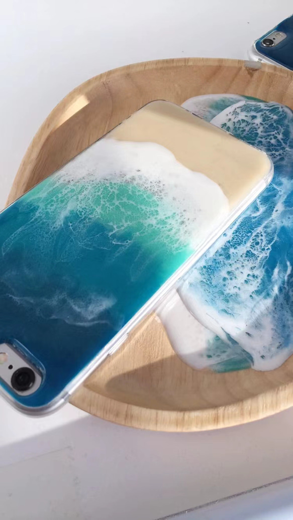 iPhone15 14 13 ケース レジンオーシャンアート シェル スマホケース 海波アート Andriod全機種対応 4枚目の画像