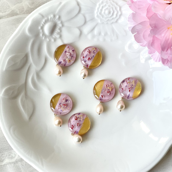 花びらひらり♡淡水パールの春色ピアス／イヤリング 9枚目の画像