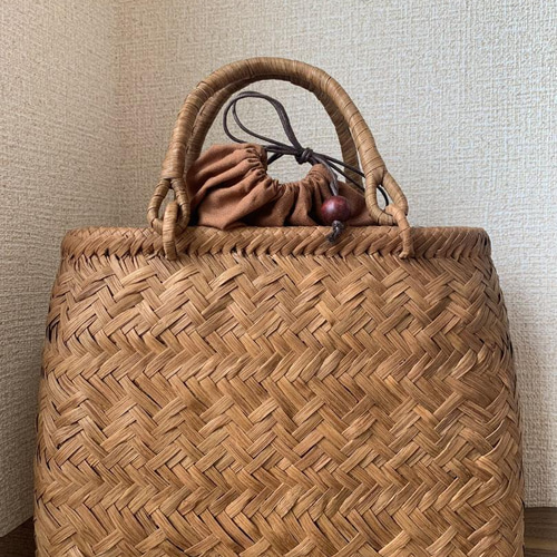 山葡萄 山葡萄かごバッグ 手作り 巾着タイプ内布 かごバッグ 伝統工芸  