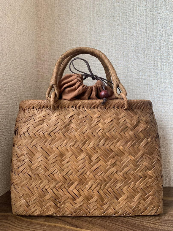 山葡萄山葡萄かごバッグ手作り巾着タイプ内布