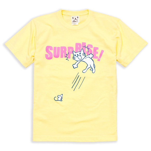 SCOPYネコTシャツ「SURPRISE!」  クリーム 1枚目の画像