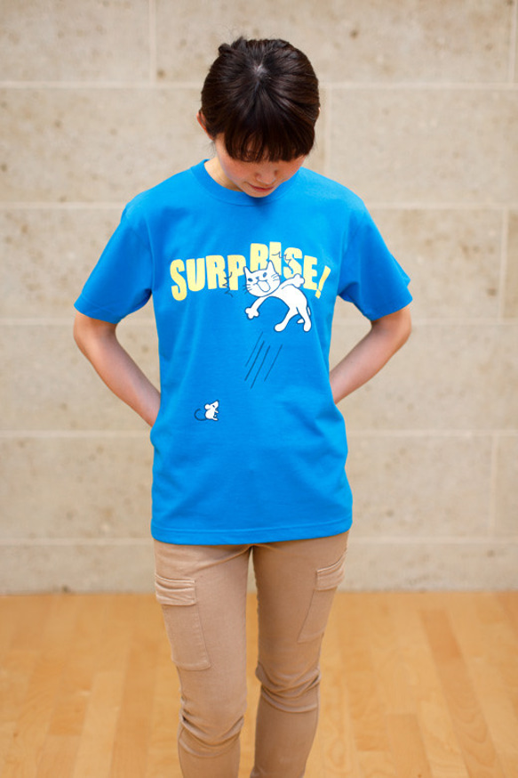 SCOPYネコTシャツ「SURPRISE!」  ブルー 4枚目の画像