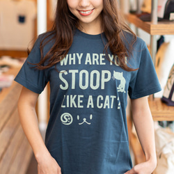 SCOPYネコTシャツ「猫背」  スレート 4枚目の画像