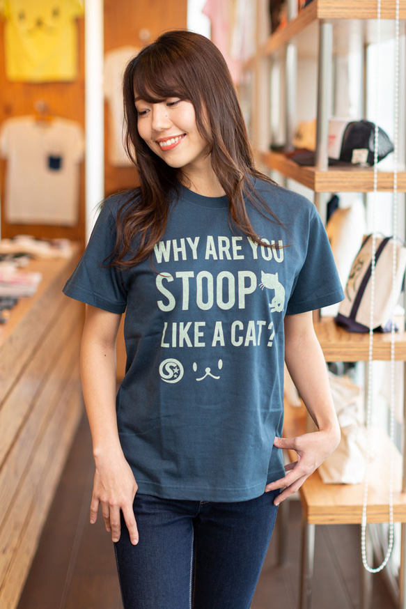 SCOPYネコTシャツ「猫背」  スレート 5枚目の画像
