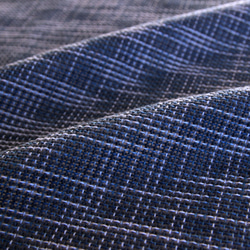 手織りコットン100%チクチクしないオールシーズンストール  グラデ格子柄 ネイビー 4枚目の画像