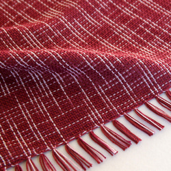 手織りコットン100%チクチクしないオールシーズンストール  グラデ格子柄 ローズ 5枚目の画像