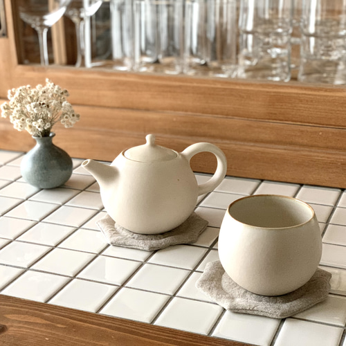 オクトゴナルコースター 高品質ベルギーリネン テーブルマット おやつ