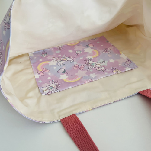 ユニコーン柄の入園入学グッズ6点セット レッスンバッグ lino_bobbin