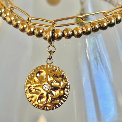 サージカルステンレス ブレスレット チャーム セット メタルボール