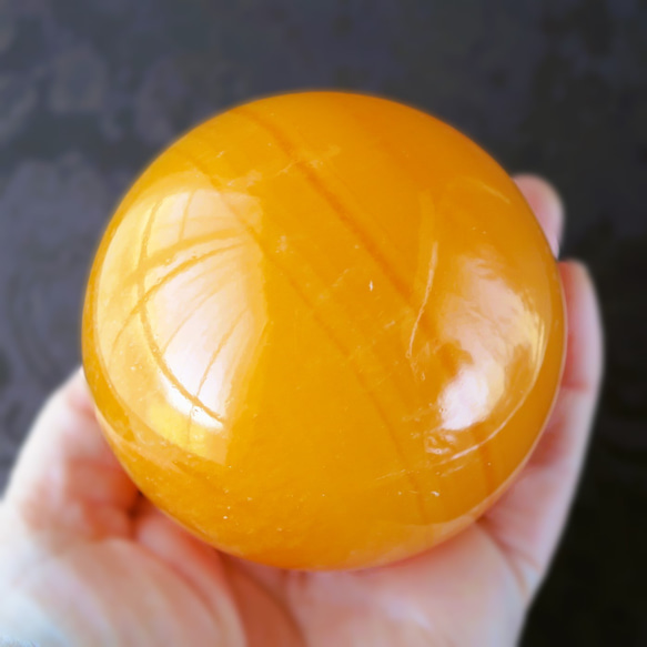 【Creema限定福袋】オレンジカルサイト スフィアA 70mm Orange calcite sphere 3枚目の画像