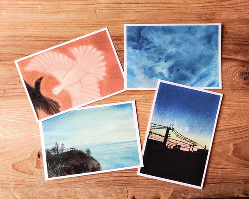 ポストカード 4枚セット 空 イラスト daidaraken 通販 17348248