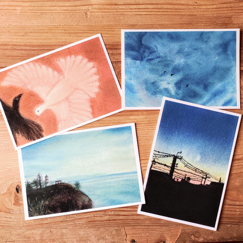 ポストカード 4枚セット 空 イラスト daidaraken 通販 17348248