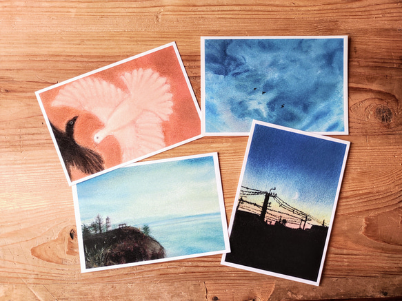 ポストカード 4枚セット 空 イラスト daidaraken 通販 17348248