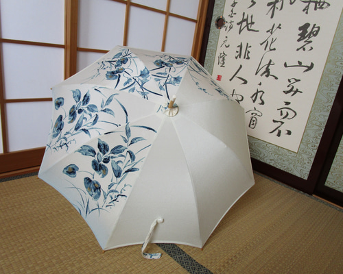 雪ん子　型染めリメイク日傘 雪ん子 型染めリメイク日傘 雪ん子 型染めリメイク日傘