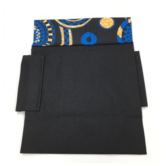 美品　簡単装着　綿　ろうけつ染め　平織　アフリカ布　黒　名古屋帯　二部式　付け帯 7枚目の画像
