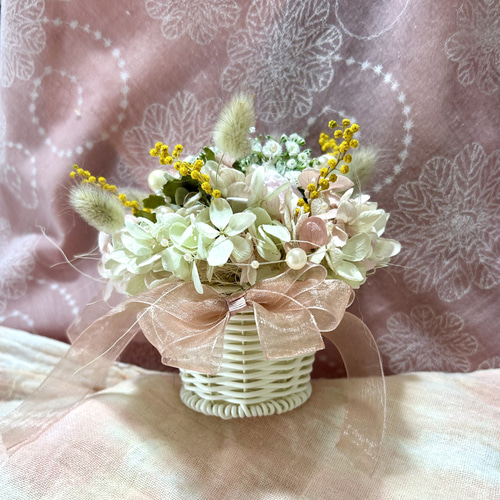 472»◤完売致しました◢ 花籠アレンジメント*薔薇*紫陽花