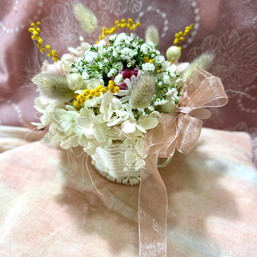 472»◤完売致しました◢ 花籠アレンジメント*薔薇*紫陽花